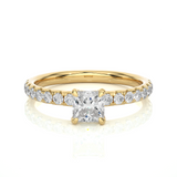 Princess Cut Lab & Moissanite Diamond Pavé Engagement Ring