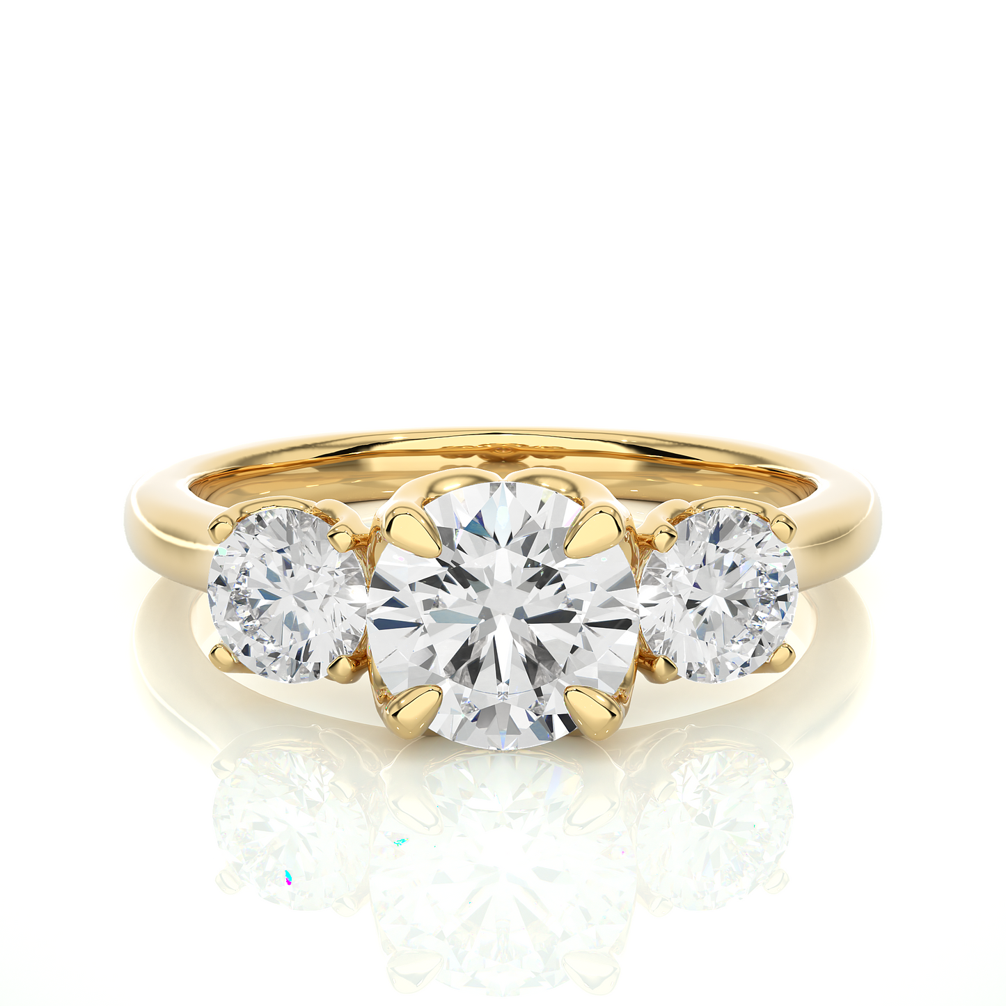 Round Diamond Three Stone Engagement Ring