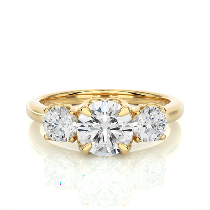 Round Diamond Three Stone Engagement Ring
