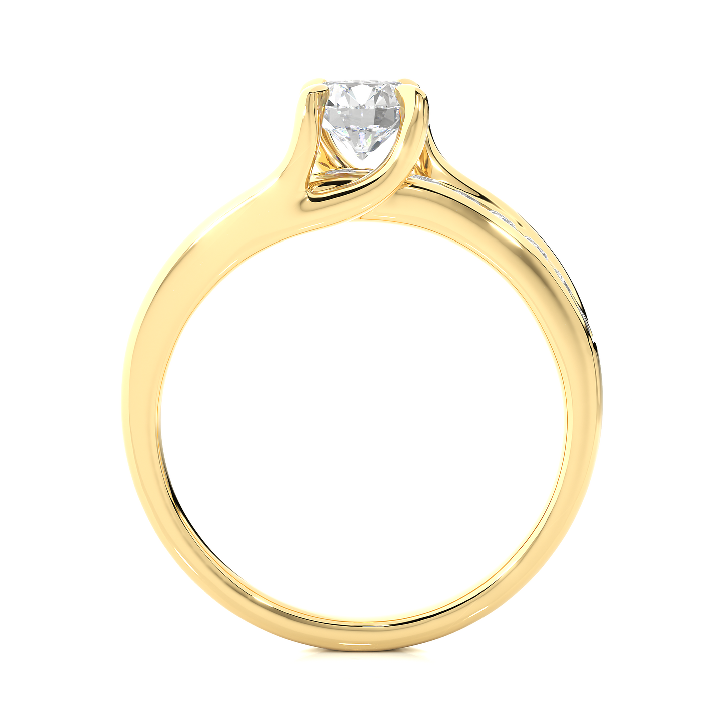 Round Solitaire Split Shank Moissanite Lab Diamond Vermeil Ring
