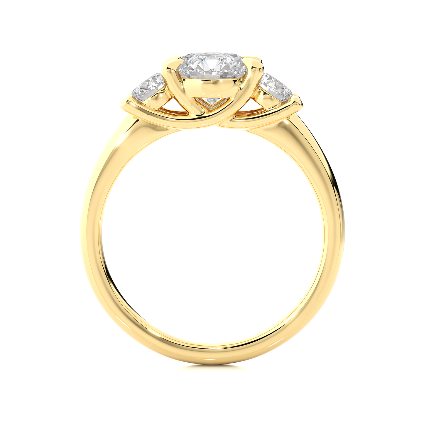Classic Basket Set Diamond Three Stone Engagement Ring