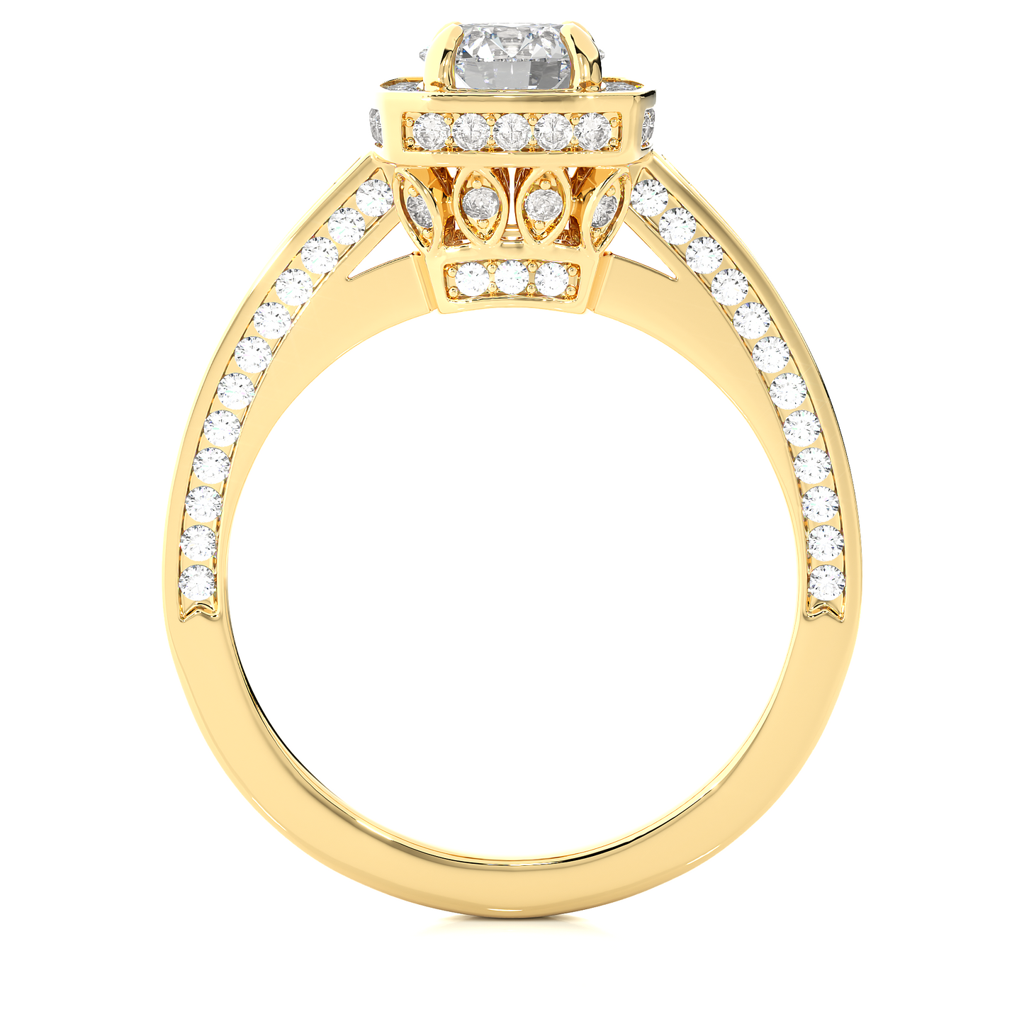 Cushion Halo Moissanite Lab Diamond Vermeil Ring