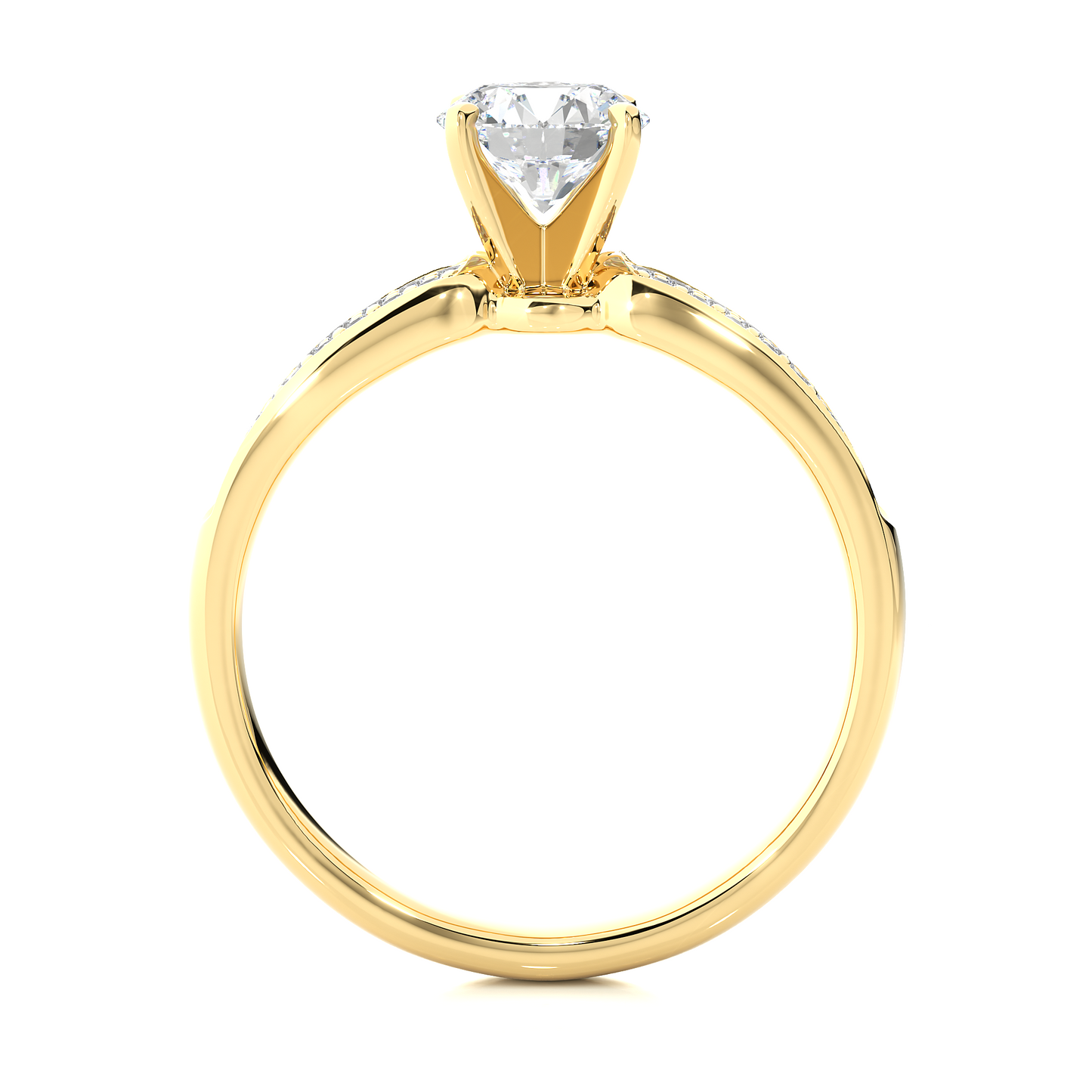 Lab Diamond Moissanite Round Solitaire Pave Engagement Ring