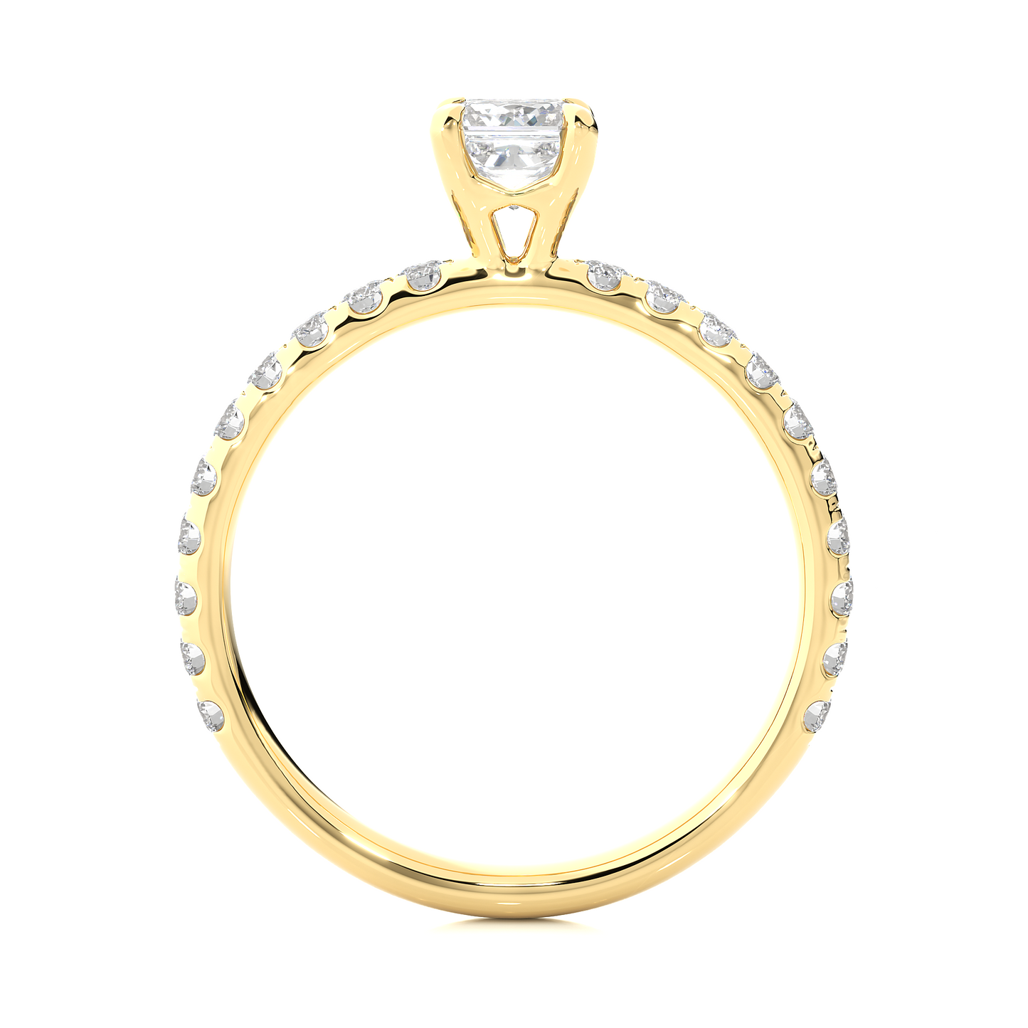 Princess Cut Lab & Moissanite Diamond Pavé Engagement Ring