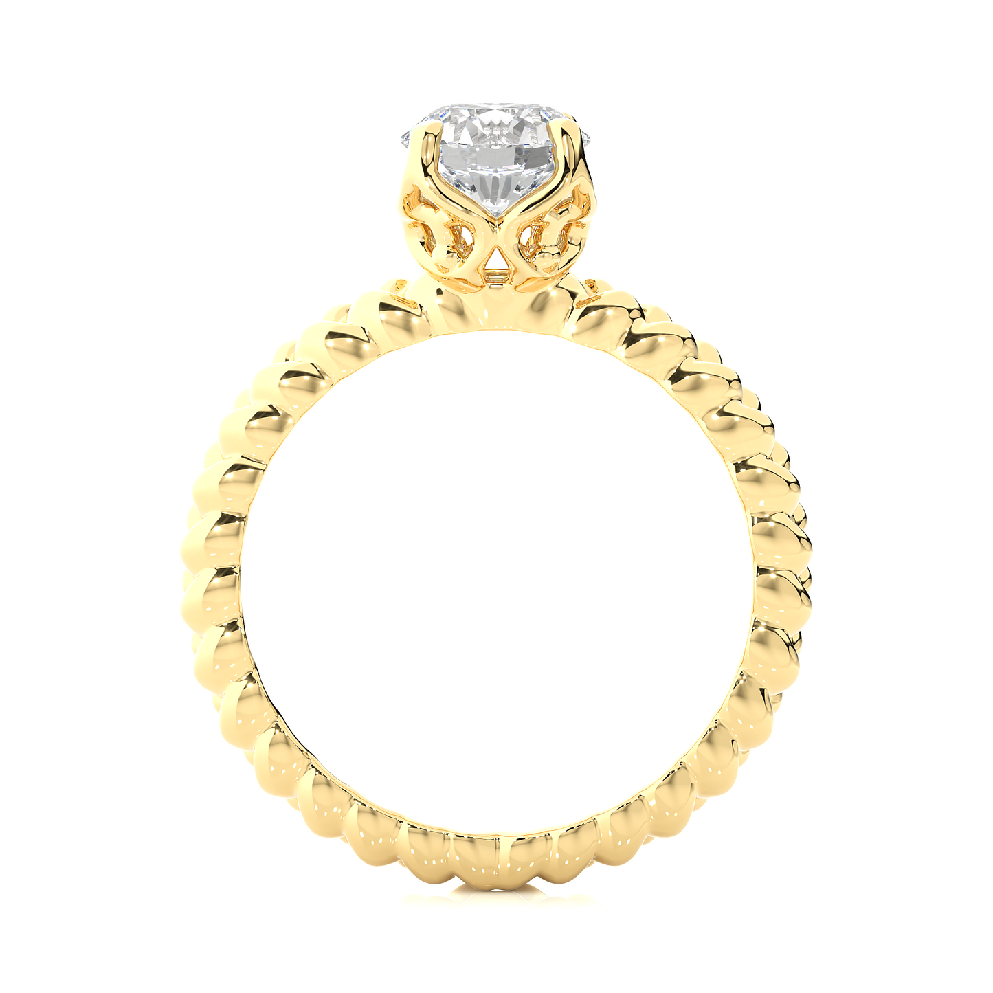 Vintage Heart Band Vermeil Moissanite Lab Diamond Ring