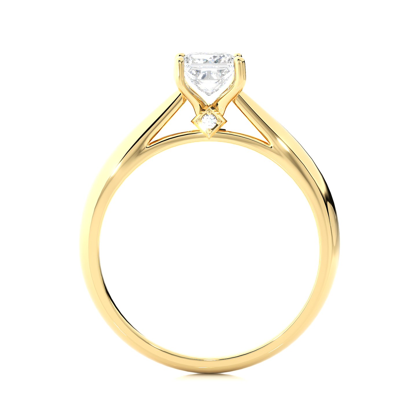 Princess Cut Solitaire Moissanite Lab Diamond Vermeil Ring