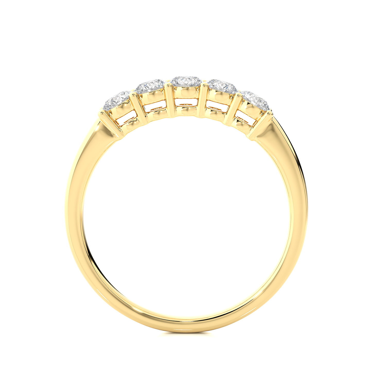 Five Stone Moissanite Lab Diamond Vermeil Ring