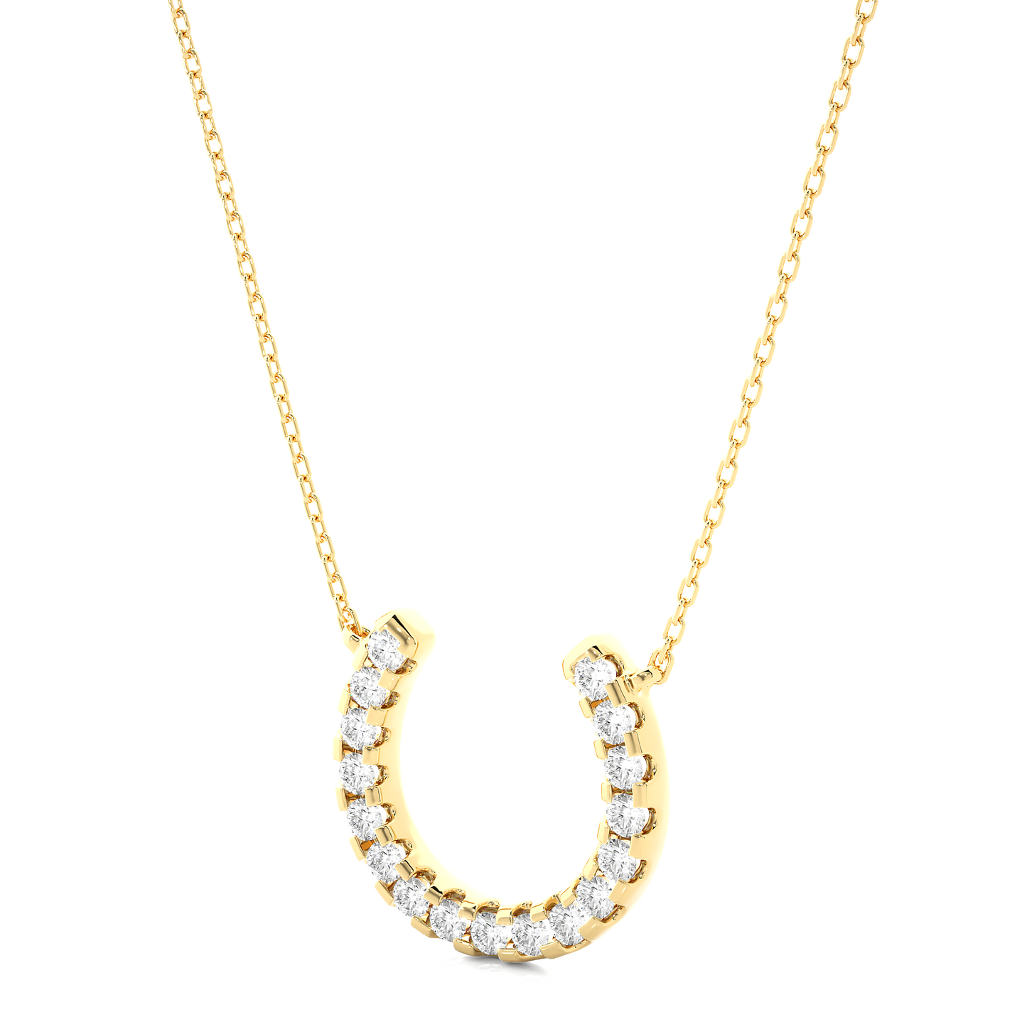 Lucky Horseshoe Lab Diamond Gold Necklace