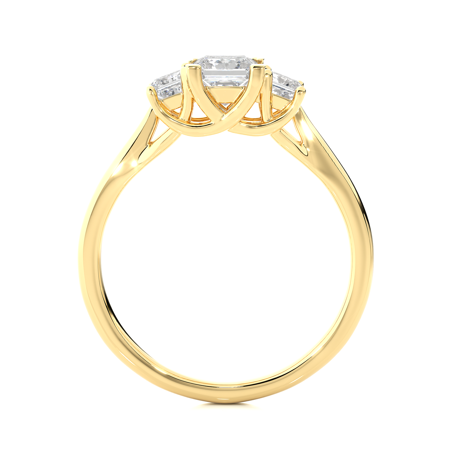 Three Stone Princess Lab Diamond Engagement Ring