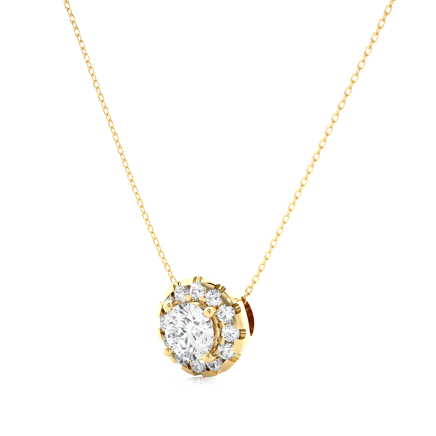 Round Halo Lab Diamond Pendant Necklace