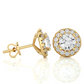 Vermeil Round Halo Moissanite Lab Diamond Stud Earrings