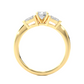 Three Stone Round Lab & Moissanite Diamond Engagement Ring With Pear Side Stones