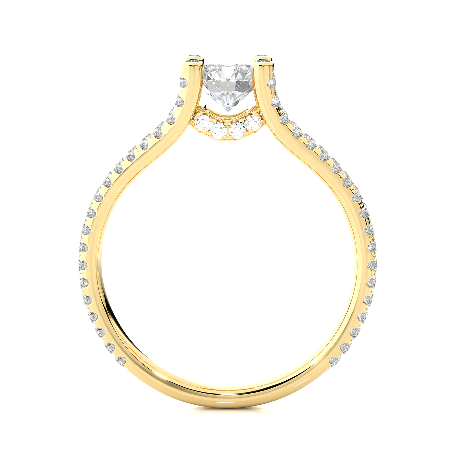 Elegant Split Shank Moissanite Lab Diamond Vermeil Ring