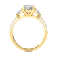 Three Stone Lab Diamond Engagement Ring With Trillion Side Stones