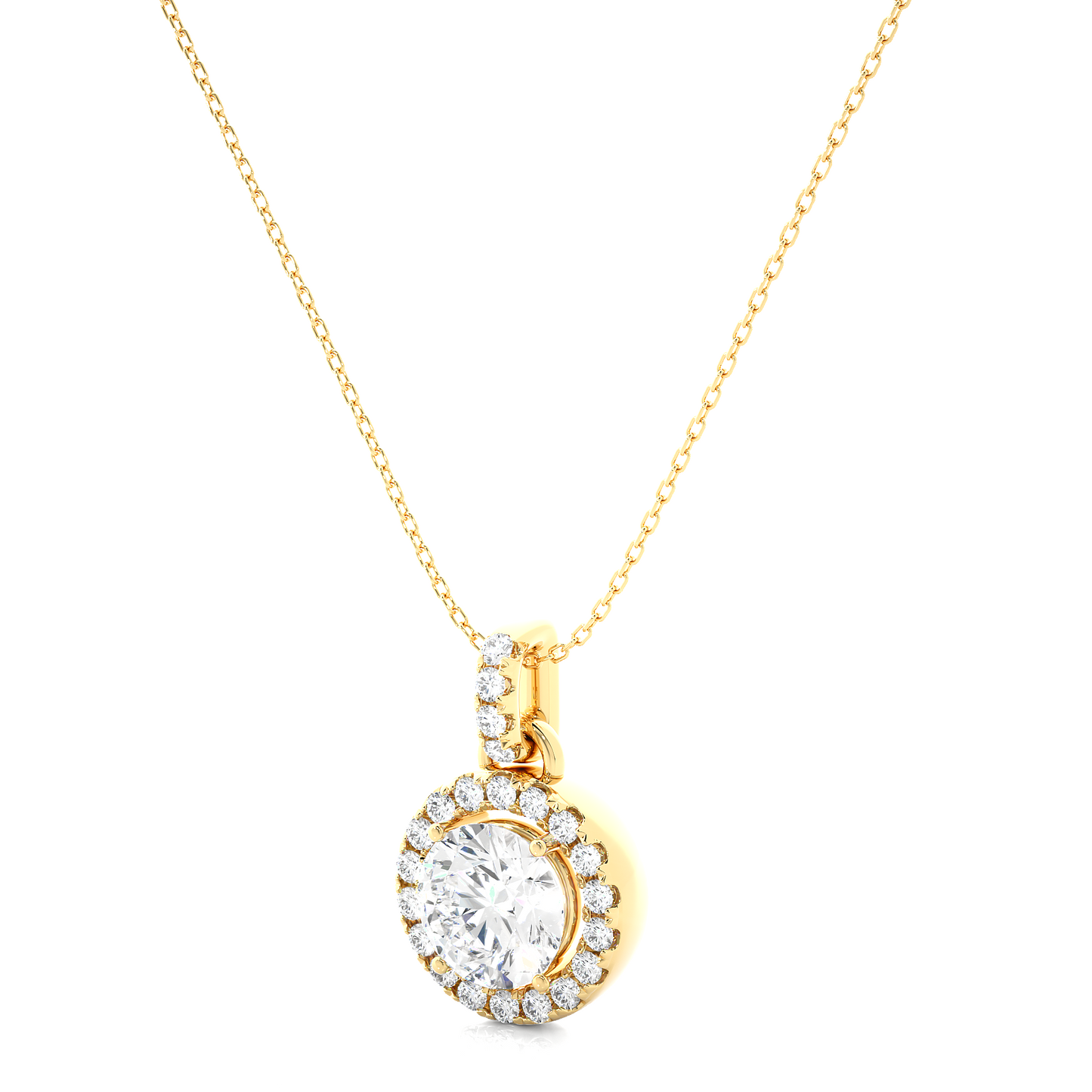 Luxury Round Lab Grown Diamond Halo Pendant Necklace