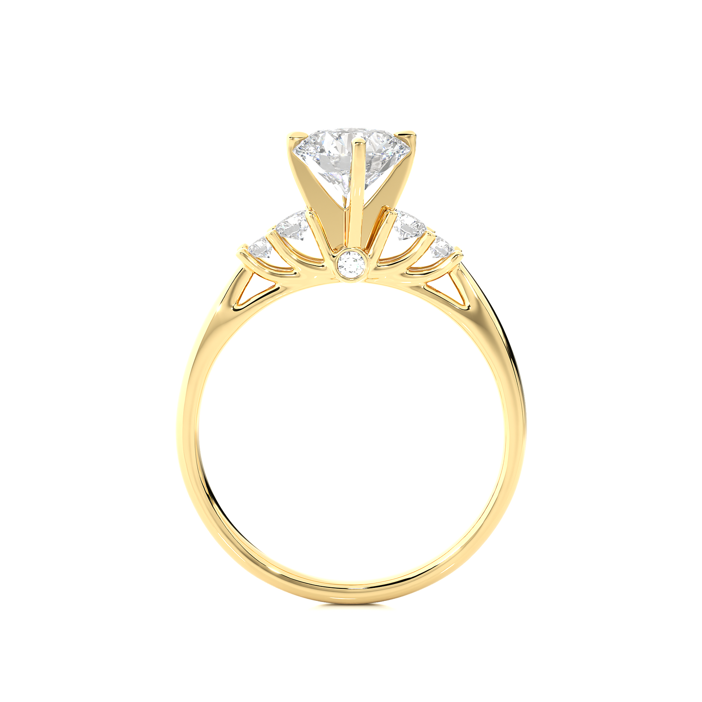 Three Stone Moissanite Lab Diamond Vermeil Ring