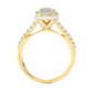 Emerald Cut Halo Diamond Moissanite Vermeil Ring