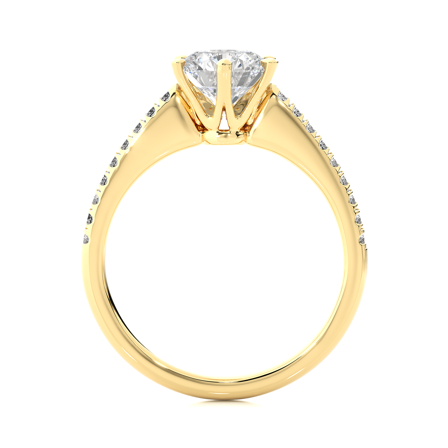 Round Cut Moissanite / Lab Diamond Vermeil Engagement Ring