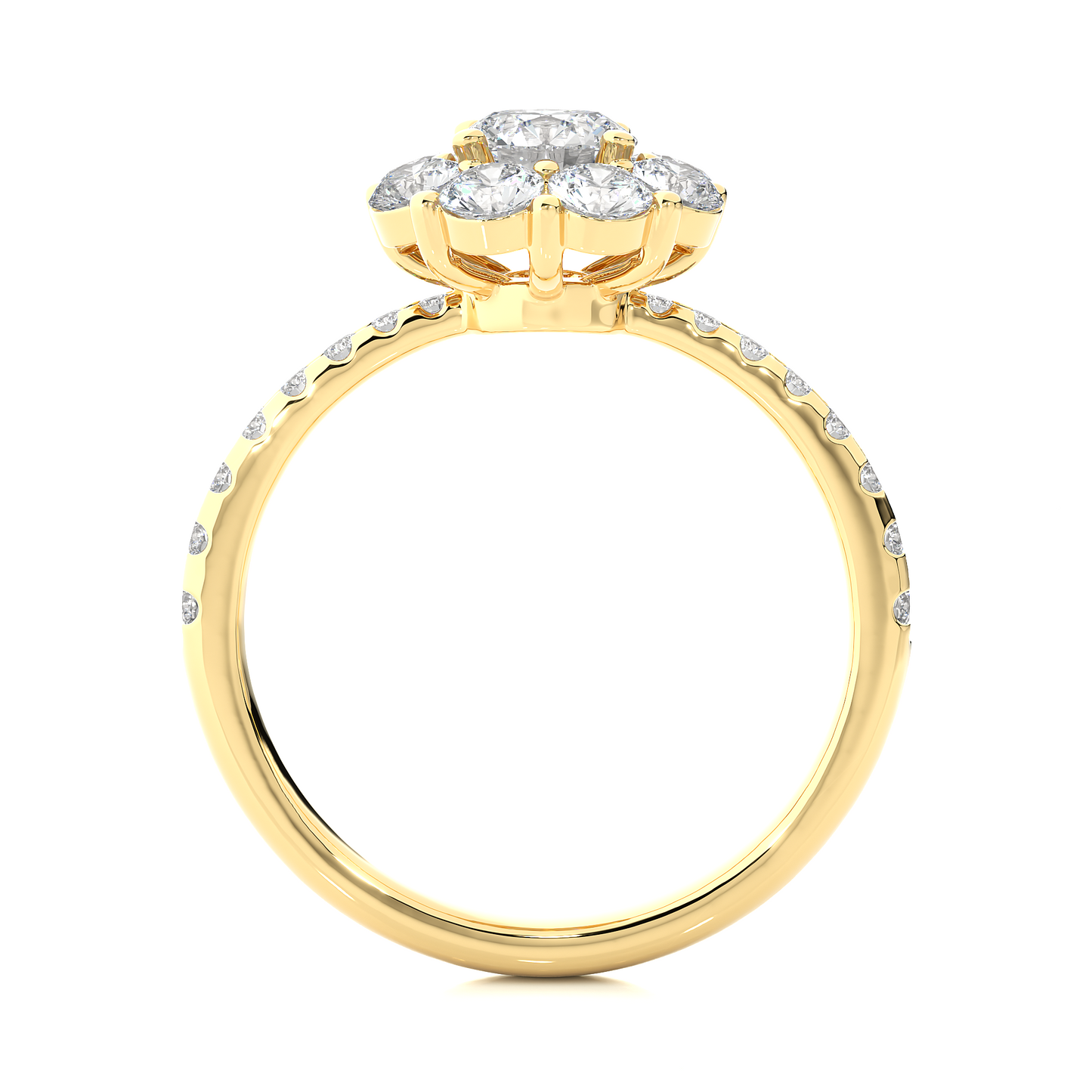 Floral Cluster Moissanite Lab Diamond Vermeil Ring