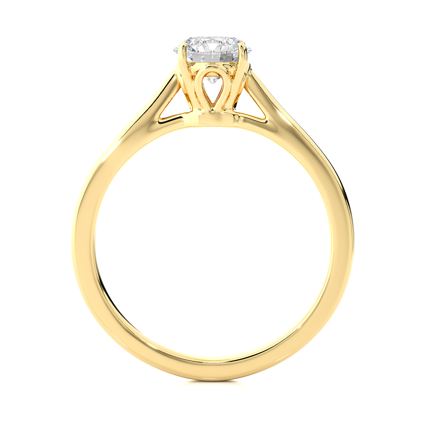 Elegant Vermeil Round Solitaire Moissanite Lab Diamond Ring