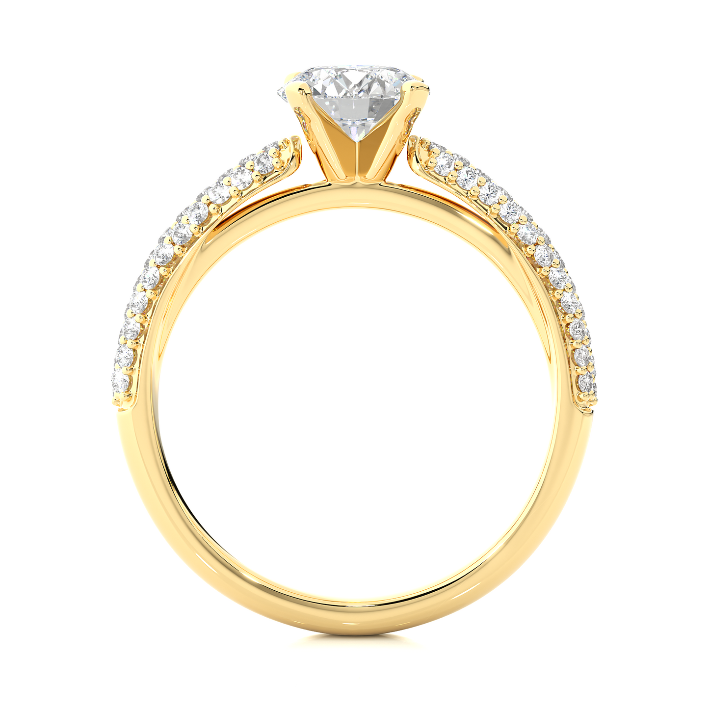 Round Moissanite Diamond Triple Pavé Luxury Engagement Ring