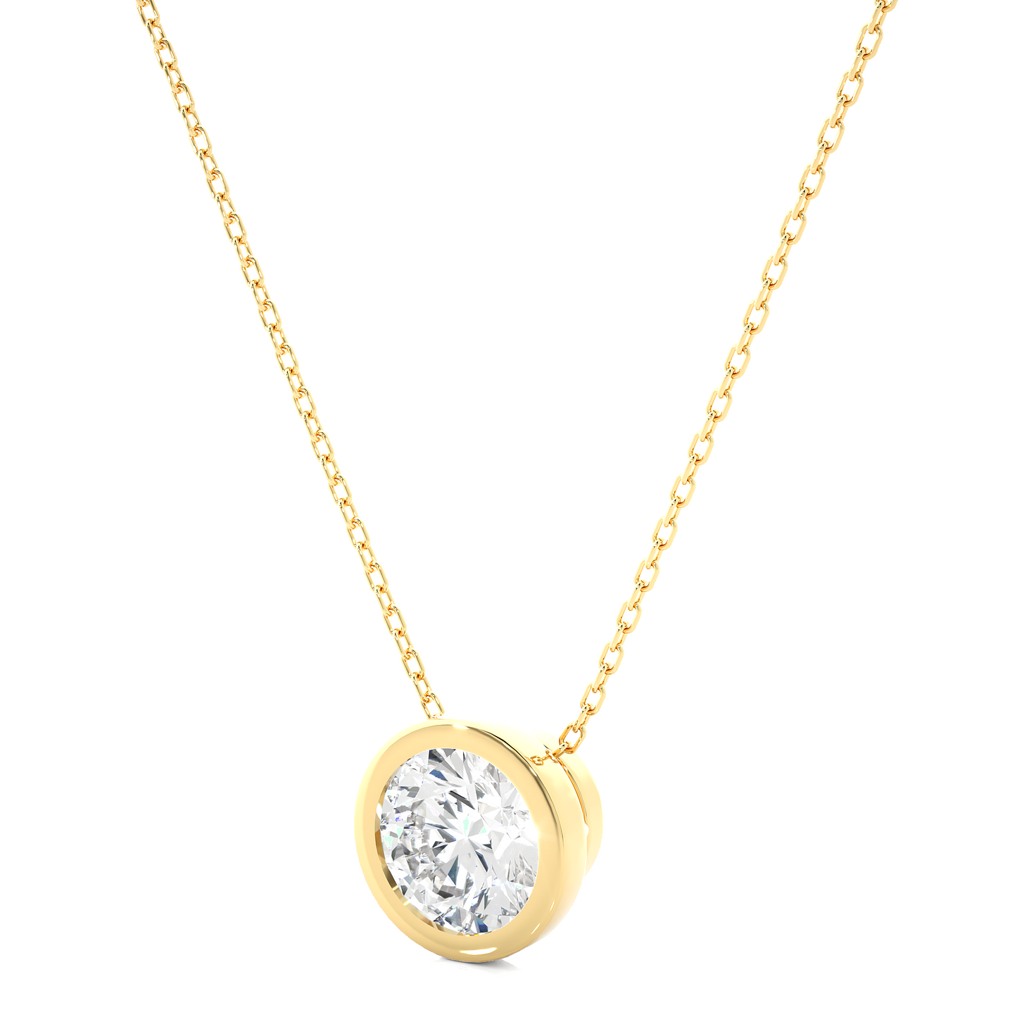 Vermeil Gold Bezel Round Moissanite / Lab Grown Diamond Pendant