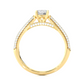 Elegant Solitaire Pave Lab Moissanite Diamond Vermeil Engagement Ring