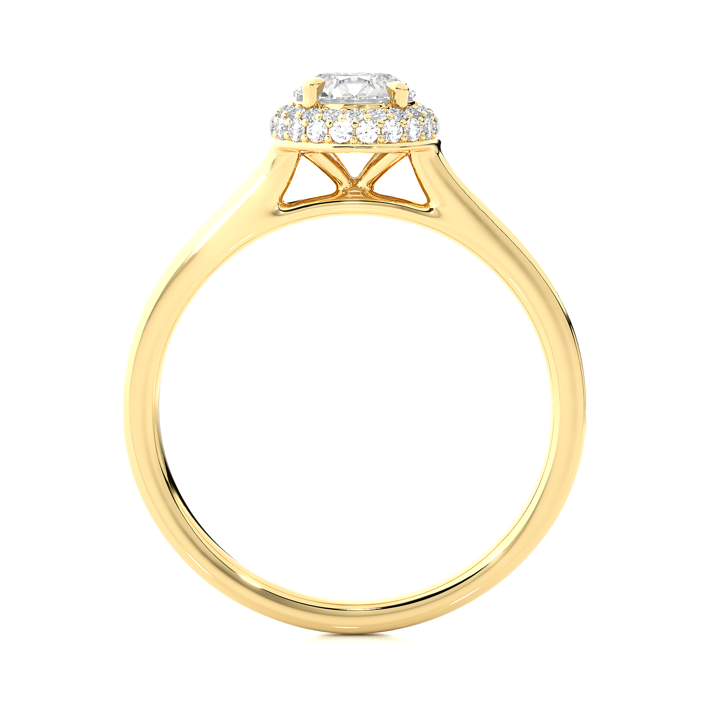 Brilliant Halo Moissanite Lab Diamond Vermeil Ring
