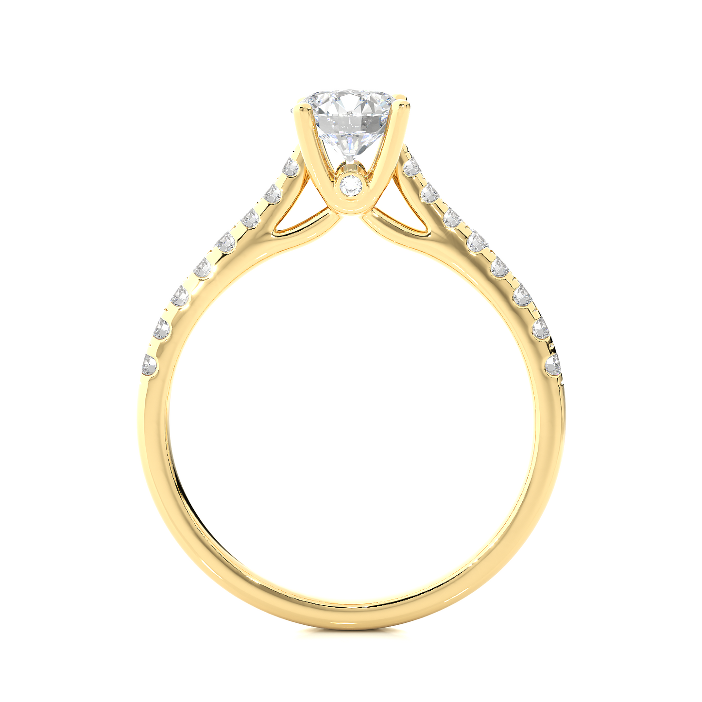 Classic Pavé Moissanite Lab Diamond Vermeil Engagement Ring