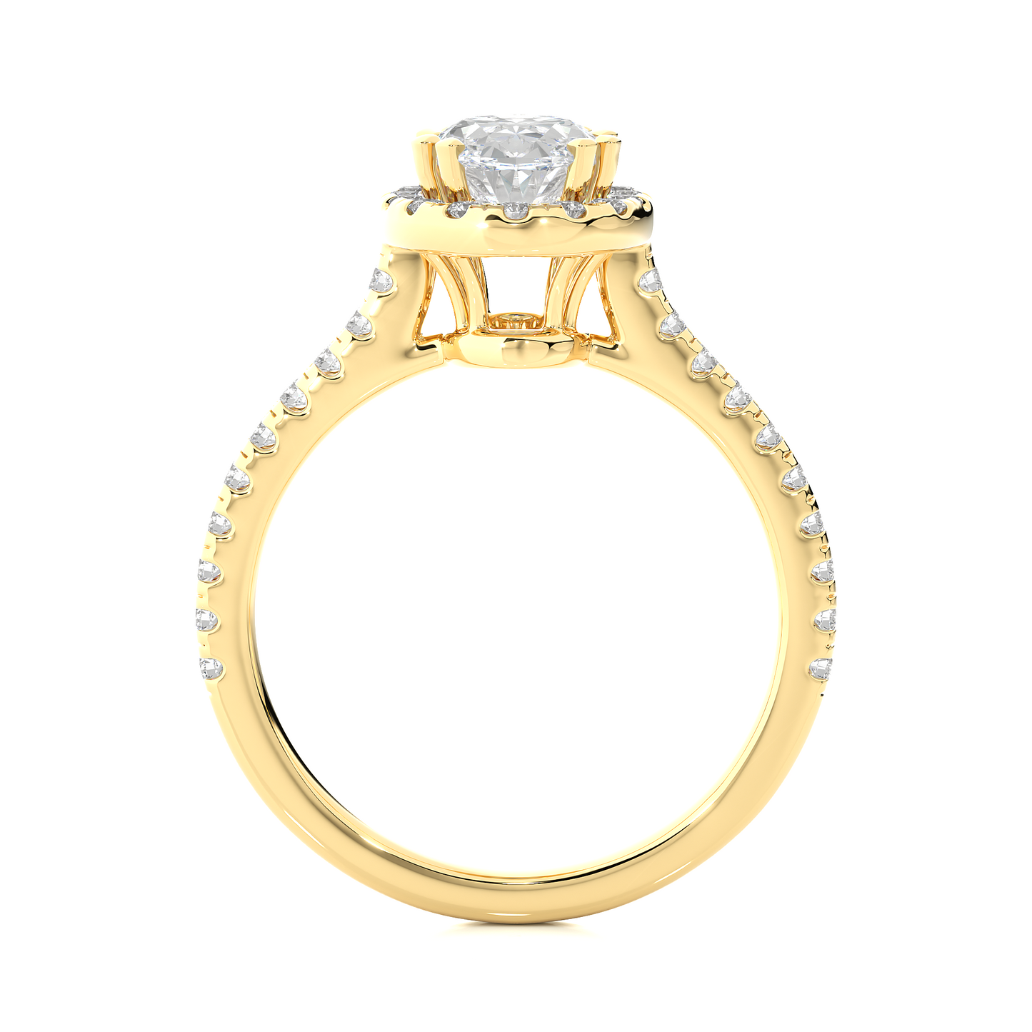 Oval Halo Diamond Moissanite Vermeil Engagement Ring