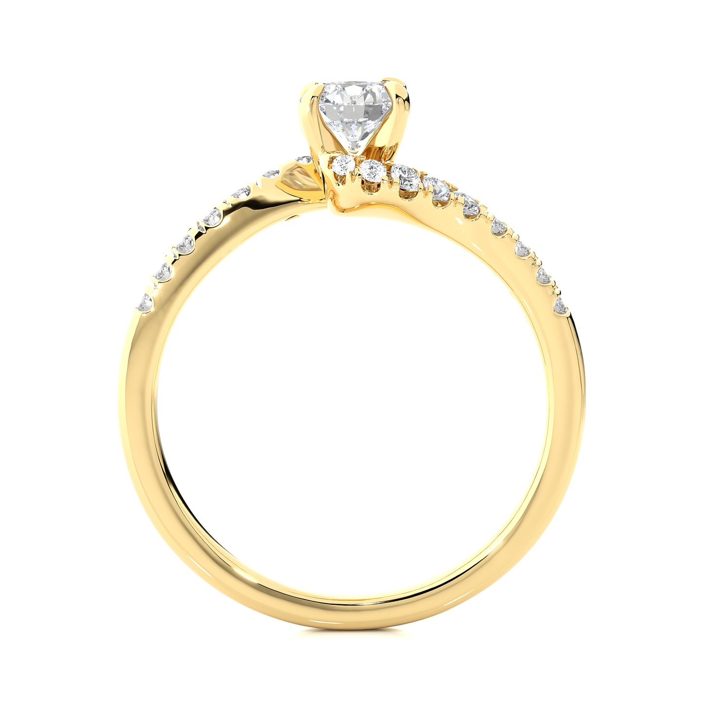 Twist Style Vermeil Moissanite Lab Diamond Engagement Ring