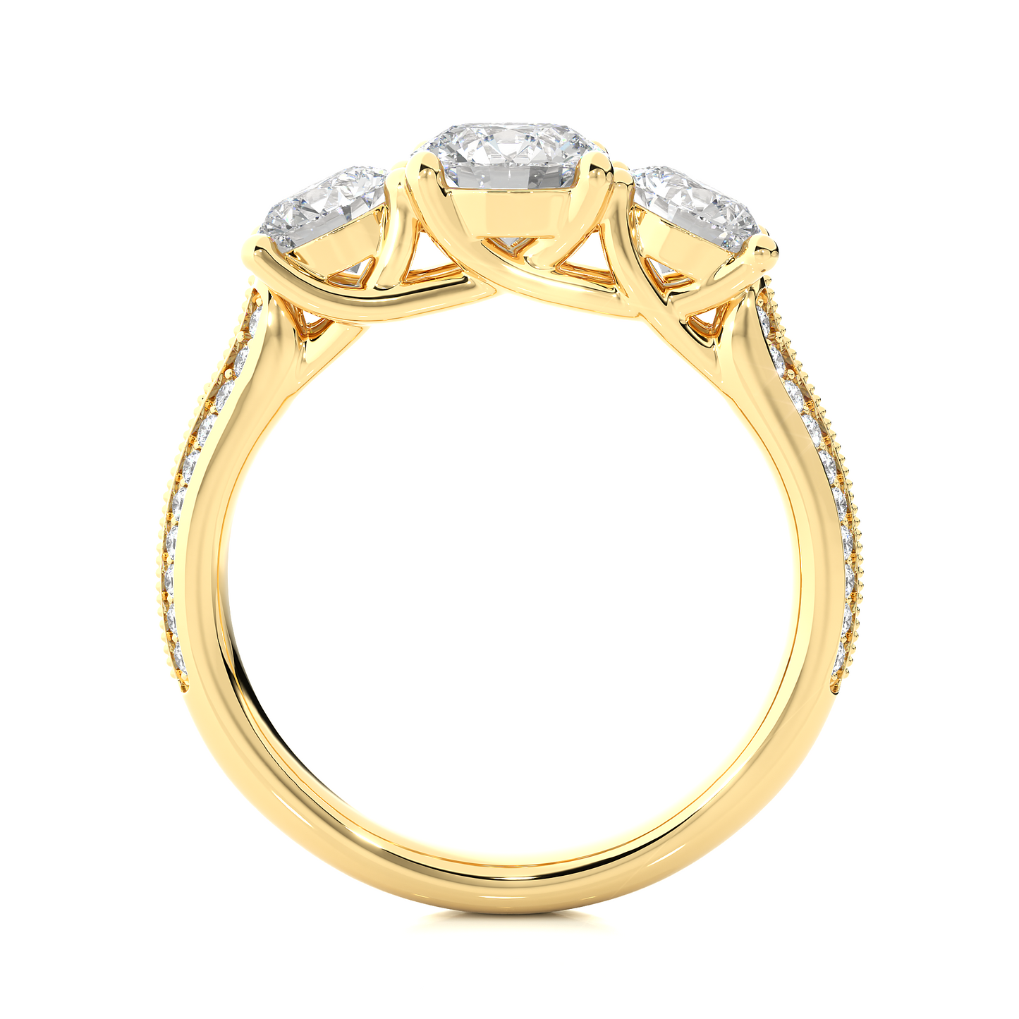 Round Three Stone Lab Grown / Moissanite Diamond Ring