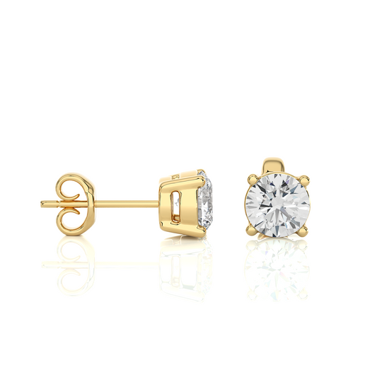 Classic Round Lab Diamond Solitaire Stud Earrings.