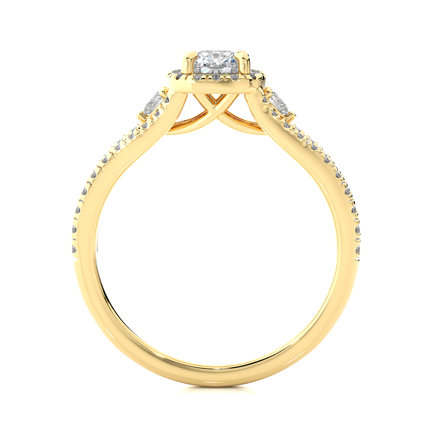 Cushion Lab Diamond Three Stone Engagement Ring