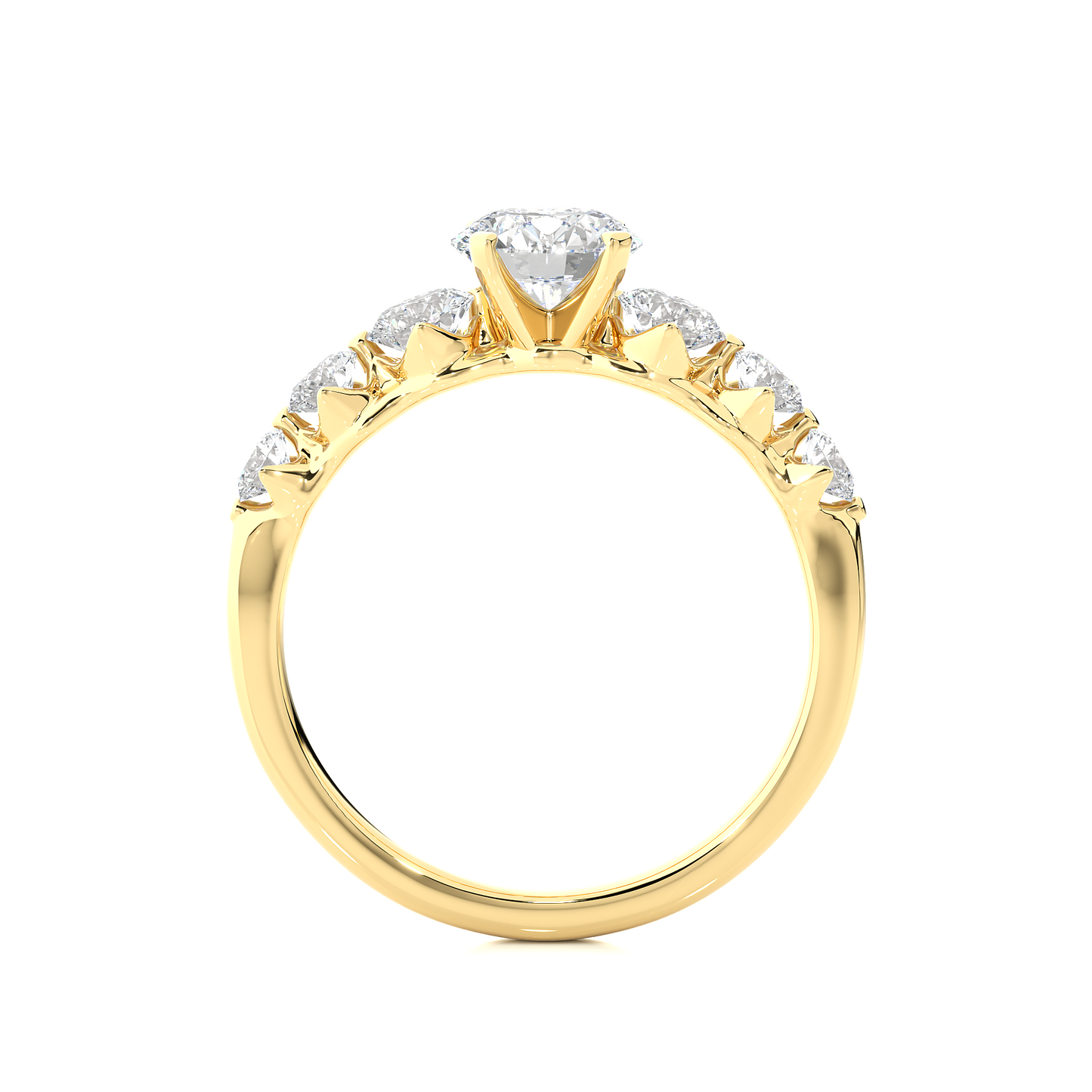 Vermeil Round Moissanite Diamond Five Stone Ring