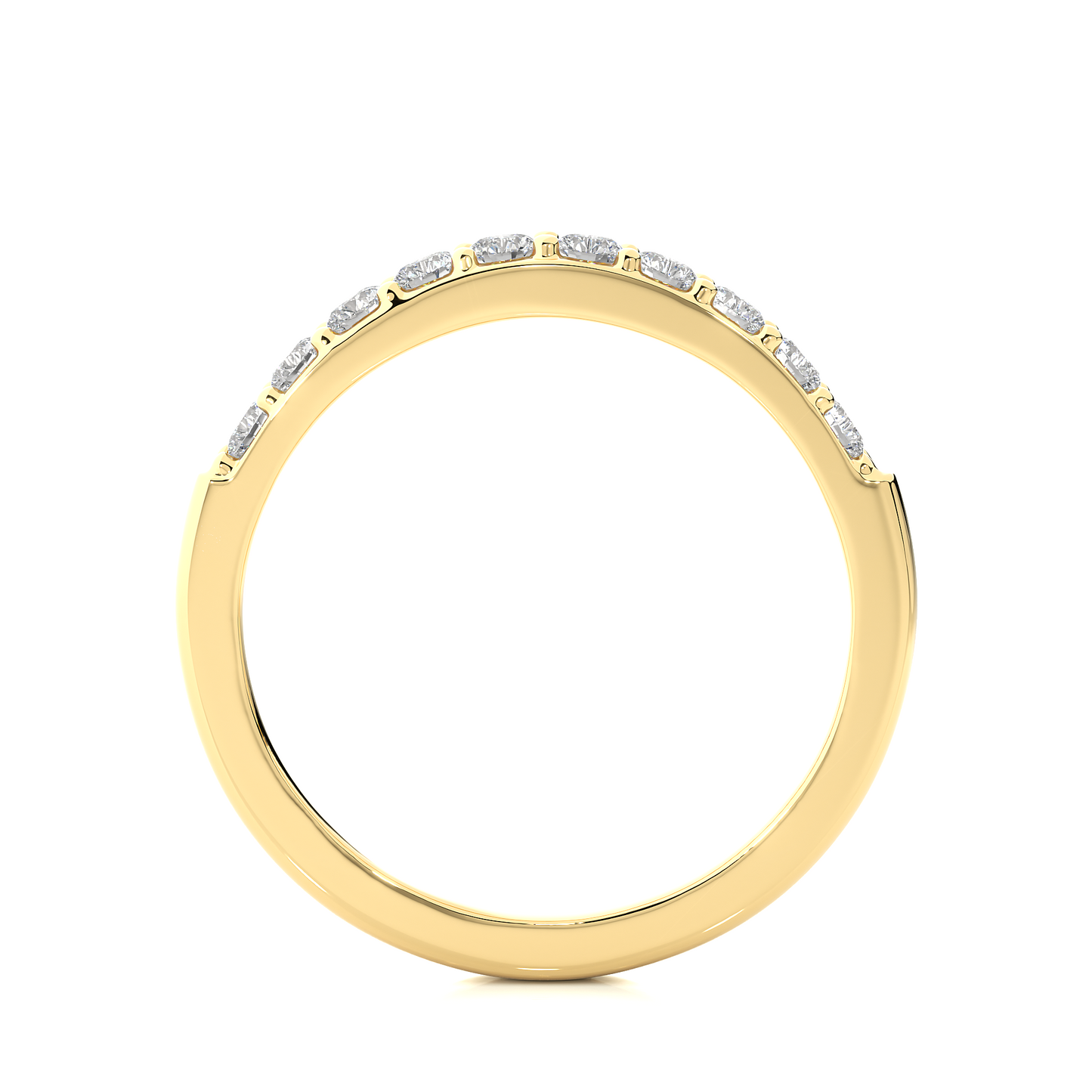 Minimalist Half Eternity Moissanite Lab Diamond Vermeil Ring