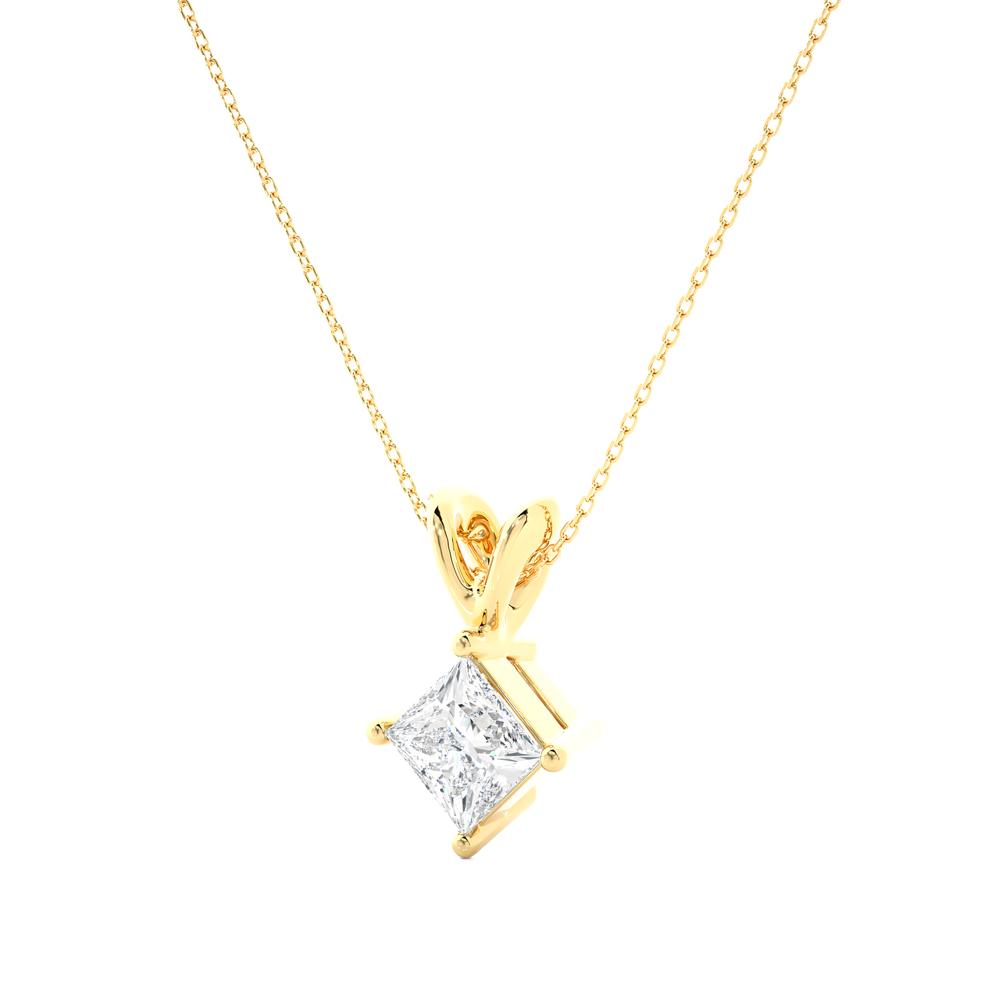 Vermeil Gold Princess Moissanite Diamond Solitaire Pendant Necklace