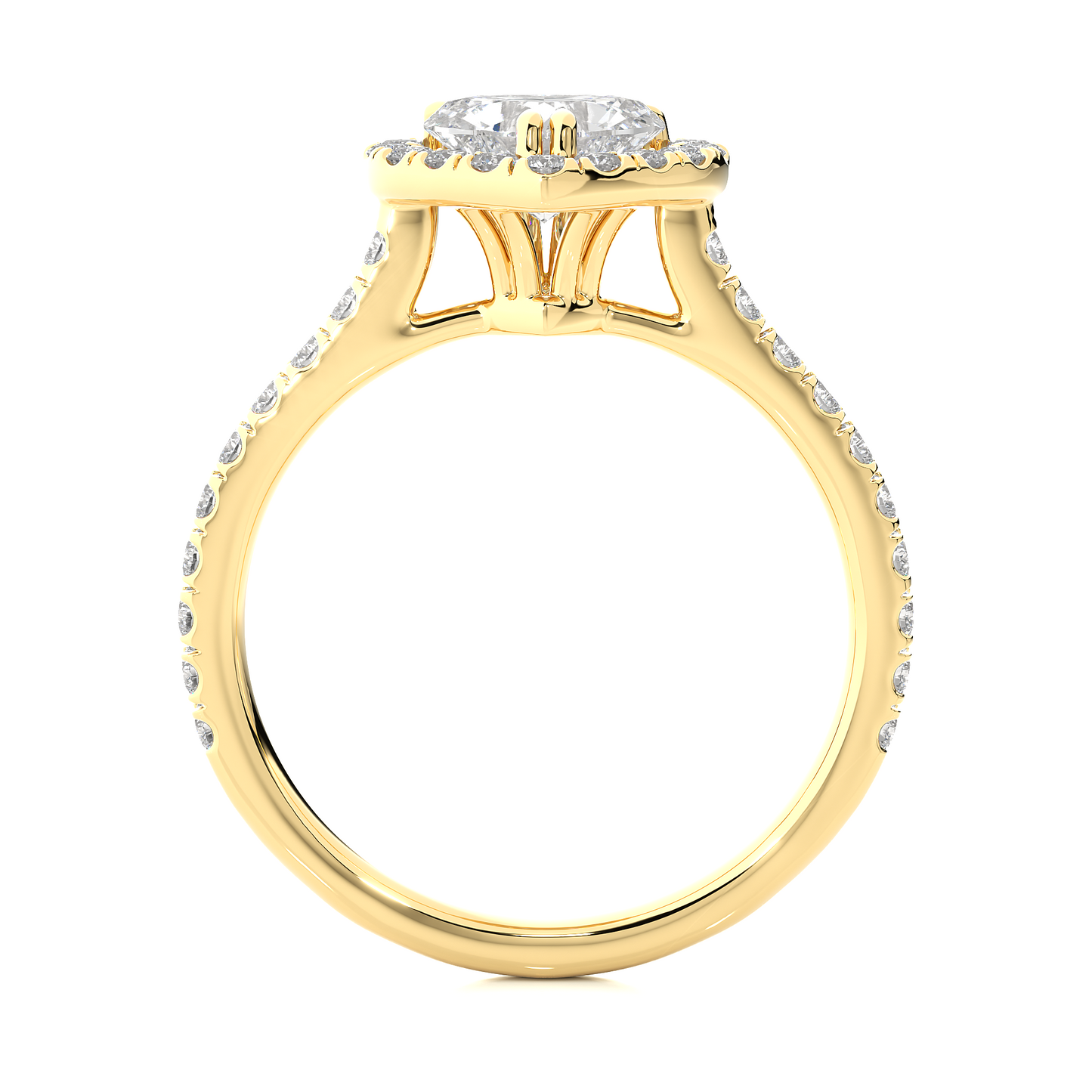 Heart Shape Halo Vermeil Moissanite Lab Diamond Ring