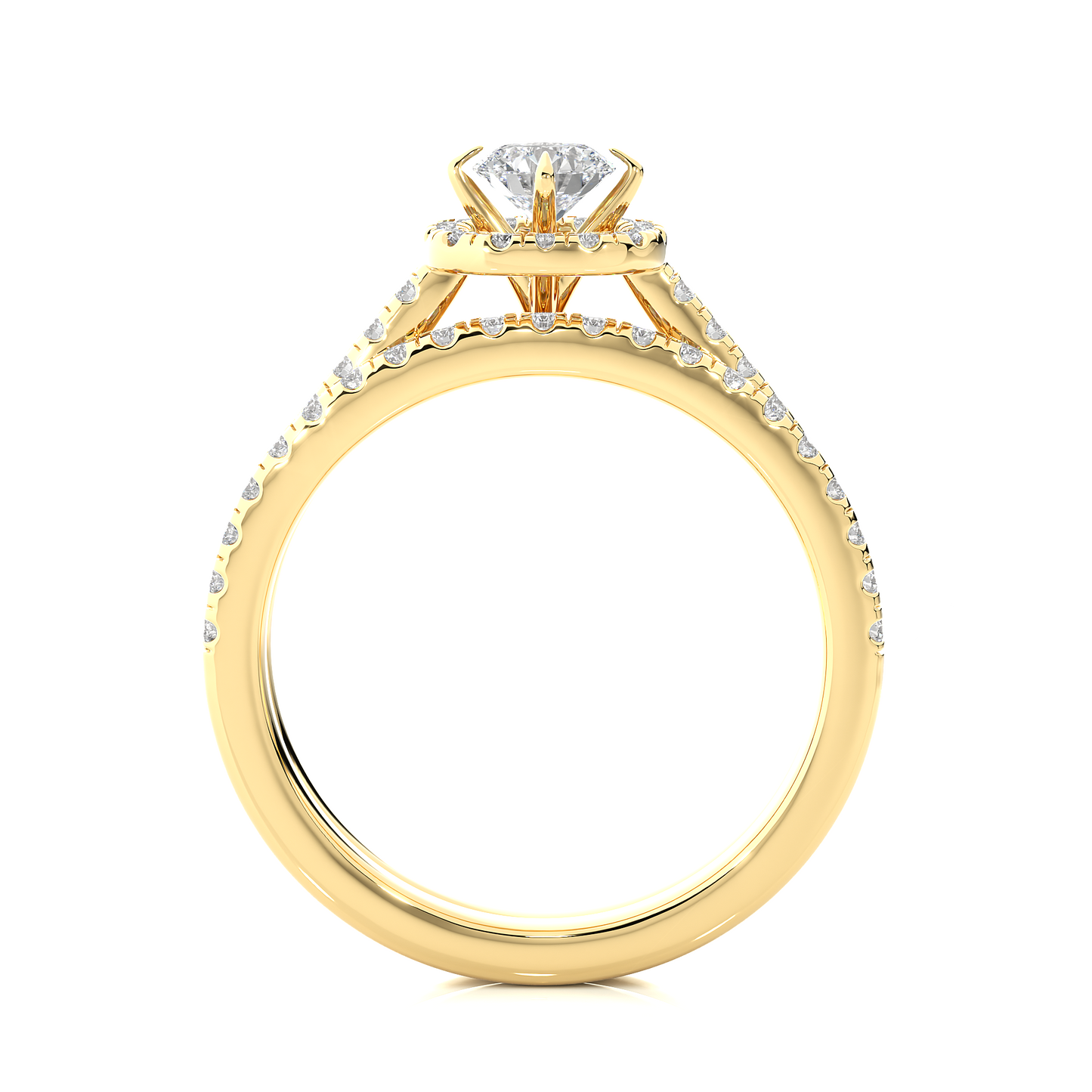 Vermeil Round Moissanite Diamond Halo Engagement Ring