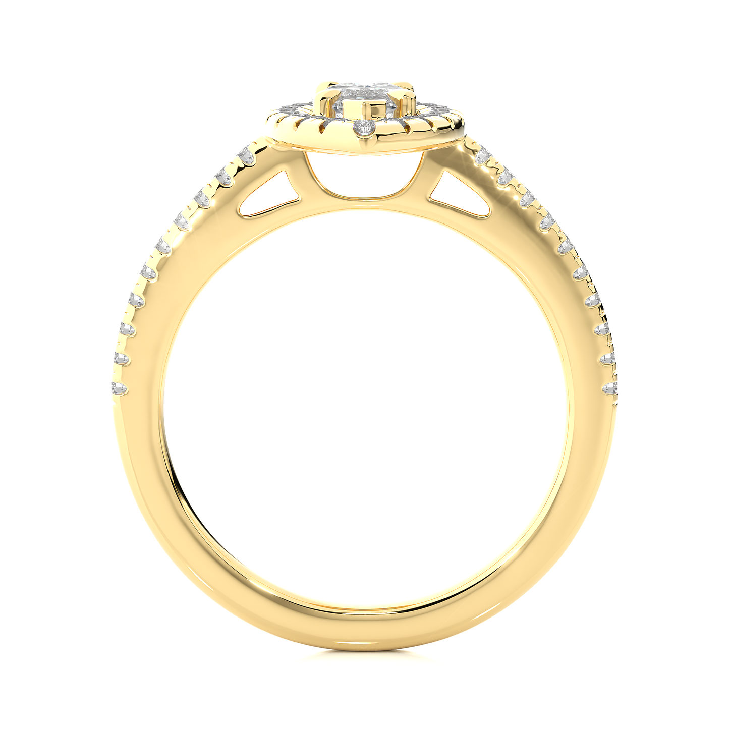 Marquise Halo Moissanite Lab Diamond Vermeil Ring