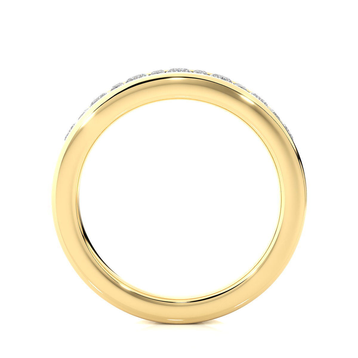 Baguette Round Diamond Moissanite Vermeil Wedding Band Ring