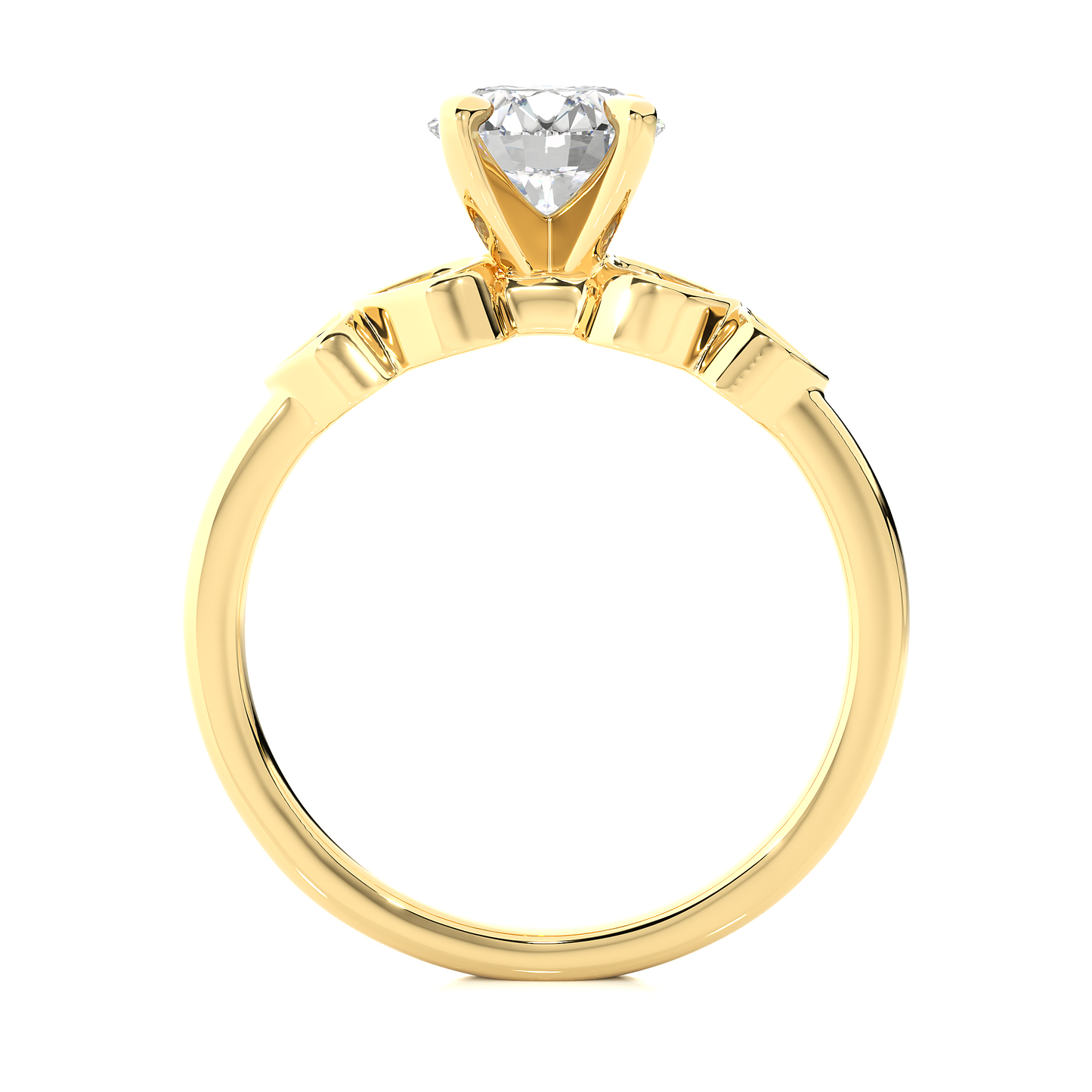 Round Cut Moissanite / Lab Diamond Vermeil Engagement Ring