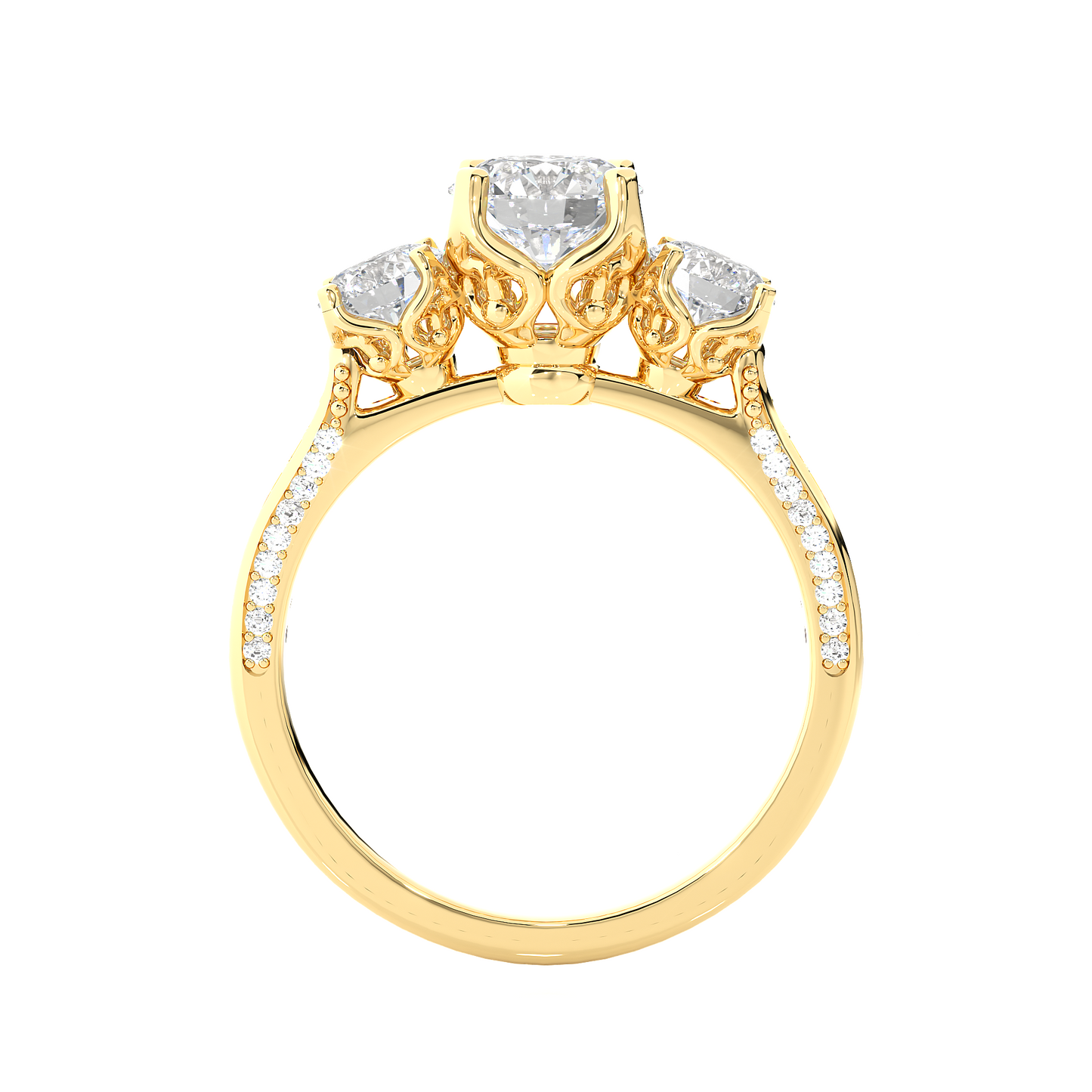 Lab Grown / Moissanite Diamond Three Stone Engagement Ring