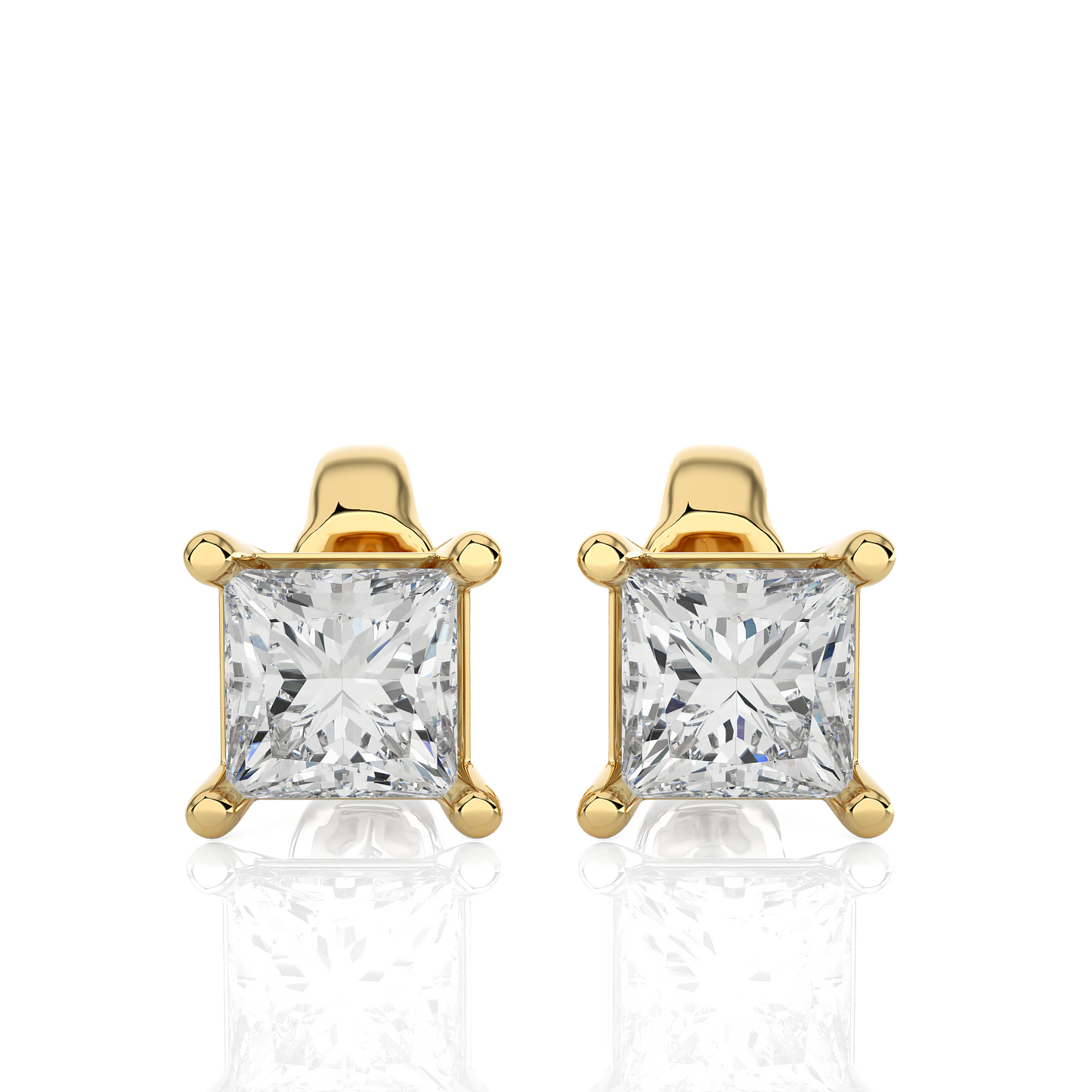 Vermeil Princess Cut Moissanite Lab Diamond Stud Earrings