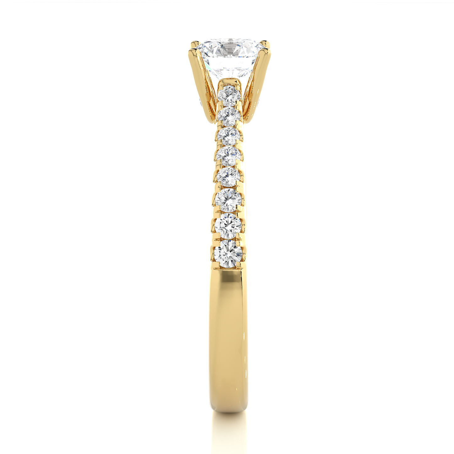Classic Pavé Moissanite Lab Diamond Vermeil Engagement Ring