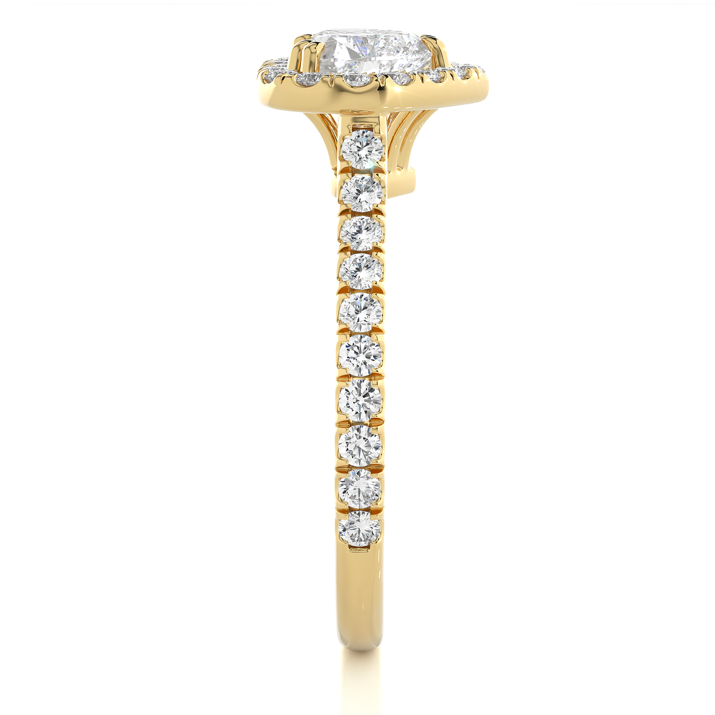 Heart Shape Halo Vermeil Moissanite Lab Diamond Ring
