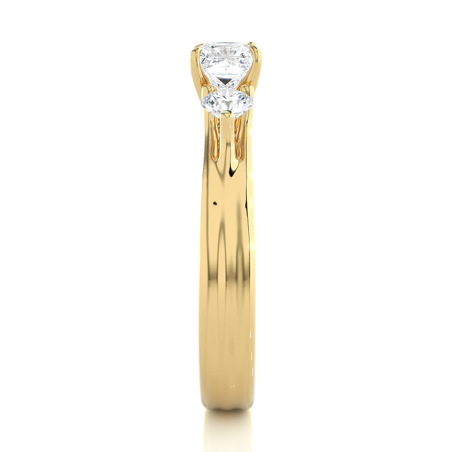 Princess Diamond Three Stone Engagement Ring