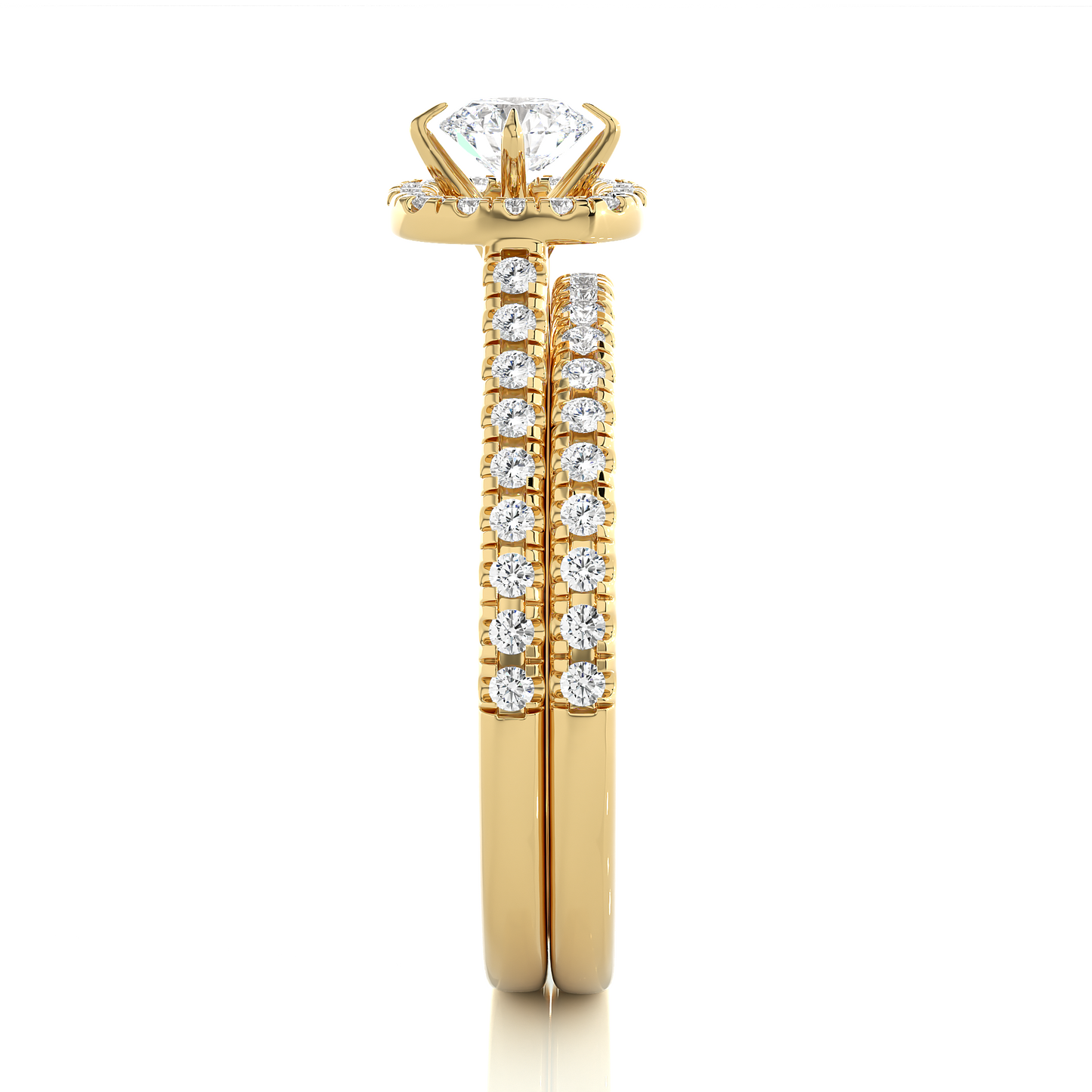 Vermeil Round Moissanite Diamond Halo Engagement Ring