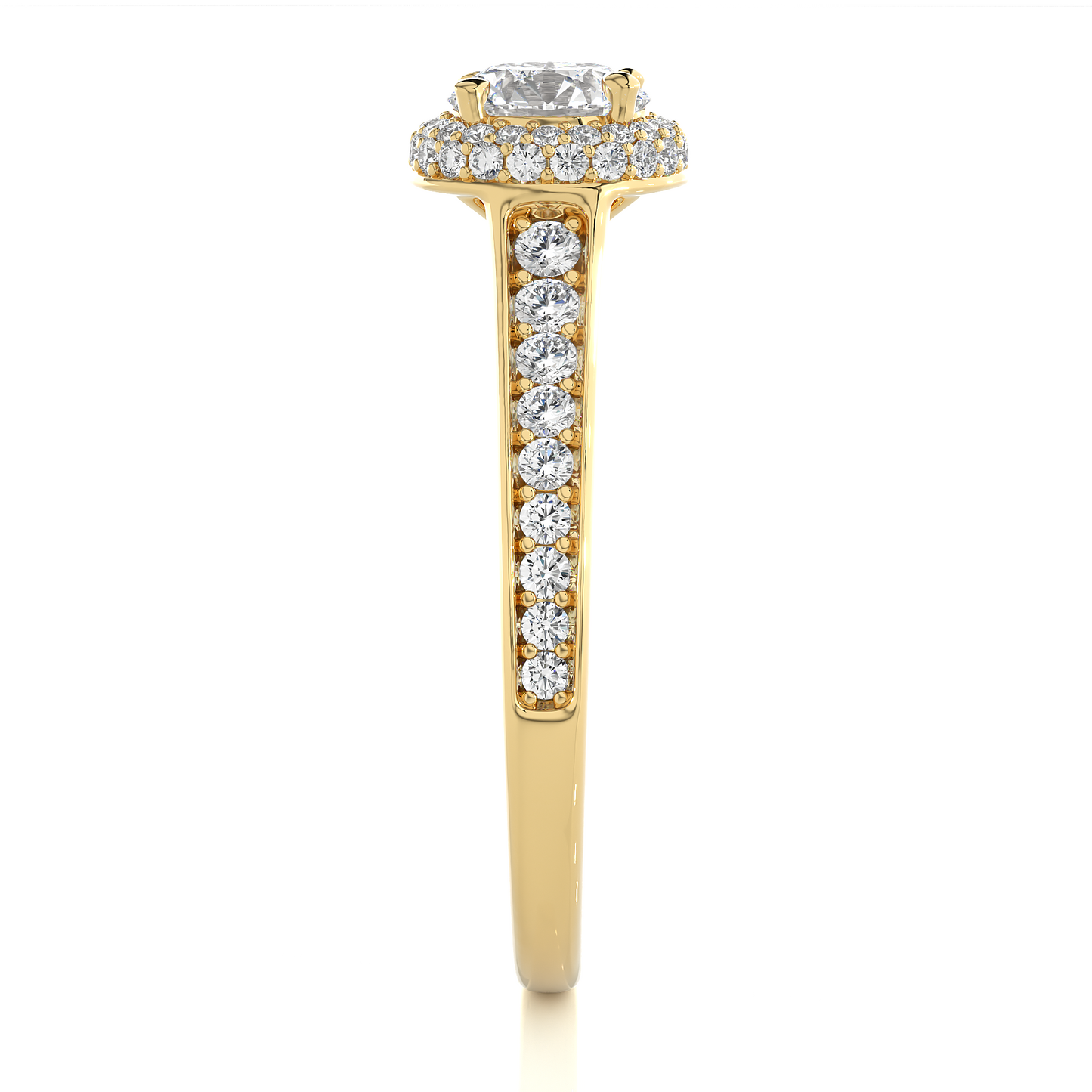 Brilliant Halo Moissanite Lab Diamond Vermeil Ring
