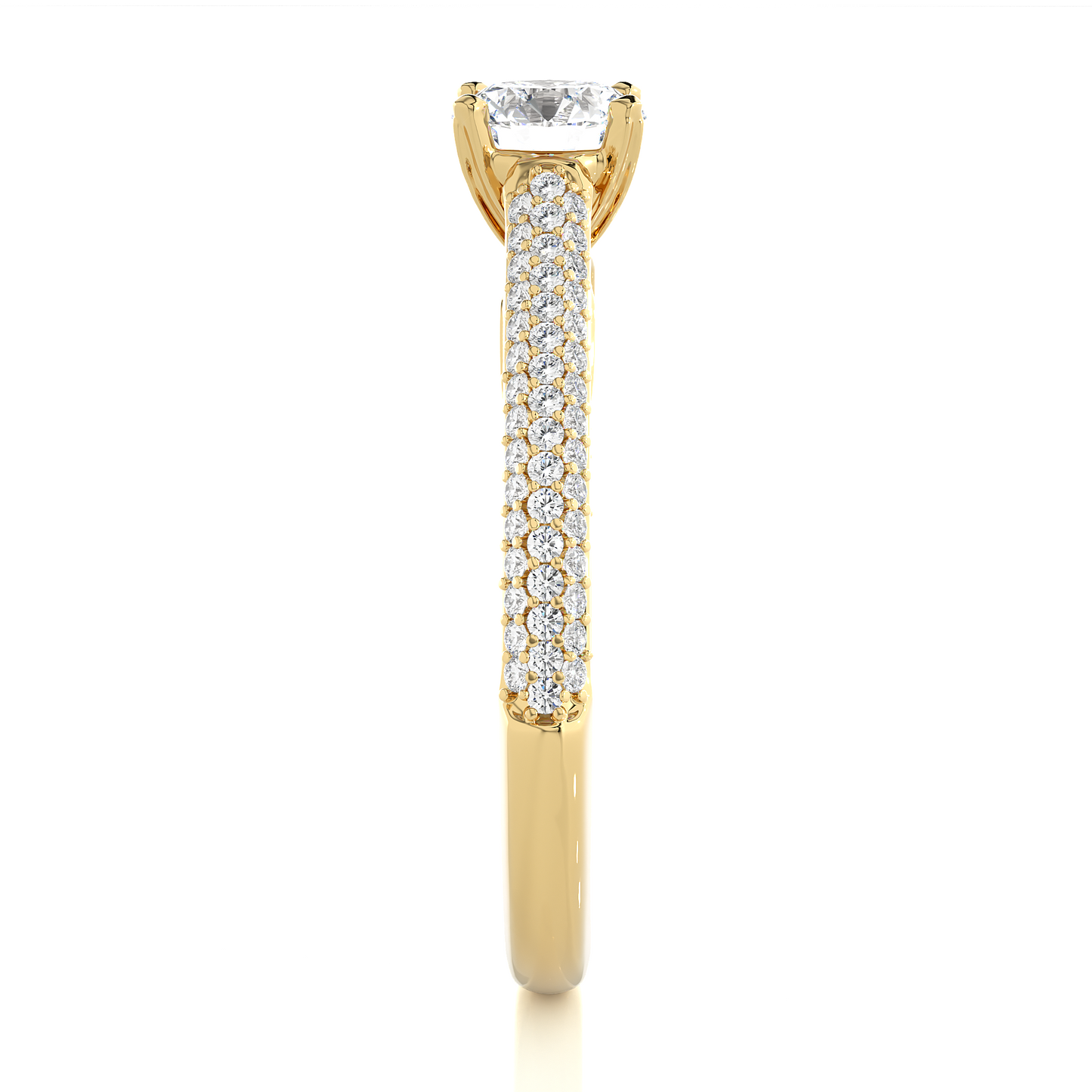 Elegant Solitaire Pave Lab Moissanite Diamond Vermeil Engagement Ring